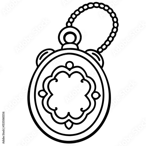 Vintage Locket Line Art Illustration