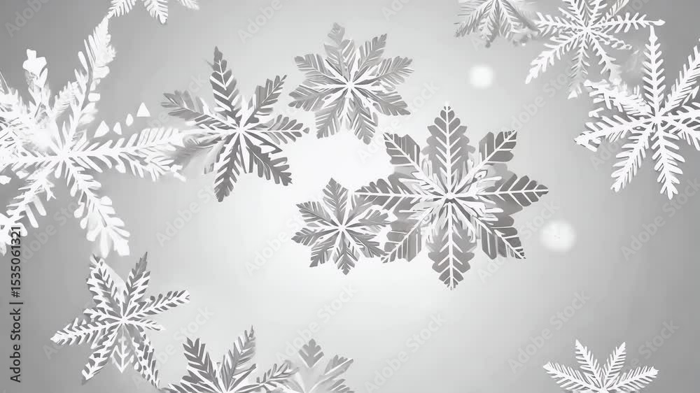 Snowflakes varied size drift gently transparent alpha cycling soft K loop that evokes peaceful winter nights ideal holiday lower thirds festive overlays atmospheric title sequences without additional