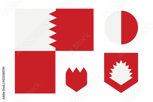 Bahrain flag icon set a high quality design featuring the national flag of bahrain