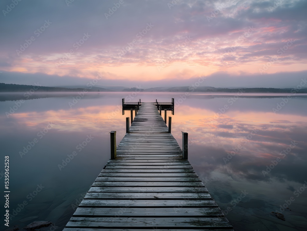 Fototapeta premium Lake pier at dawn