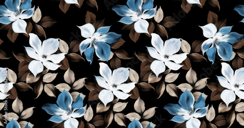 Painting flowers pattern. Seamless floral pattern design