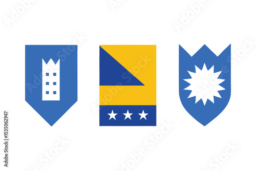 Bosnia and herzegovina flag icon set a single high resolution design featuring the national flag in various styles