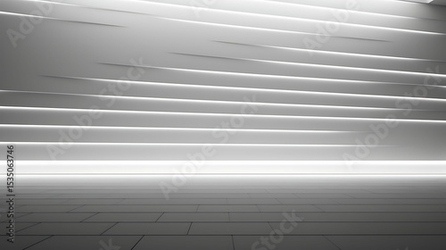 Textured plaster white wall with raised linear segments and ambient light creating depth and calm aesthetic for a wide site head