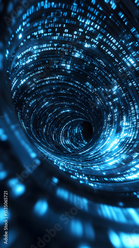 Wallpaper Mural Digital Data Tunnel with Blue Light Effects Torontodigital.ca