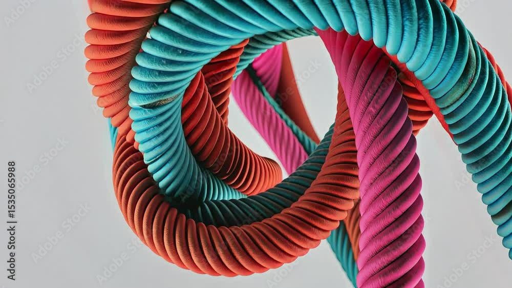 Abstract colorful twisted rope knots background