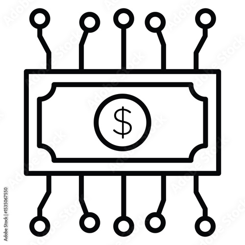 Digital Currency icon Outline isolated logo mark