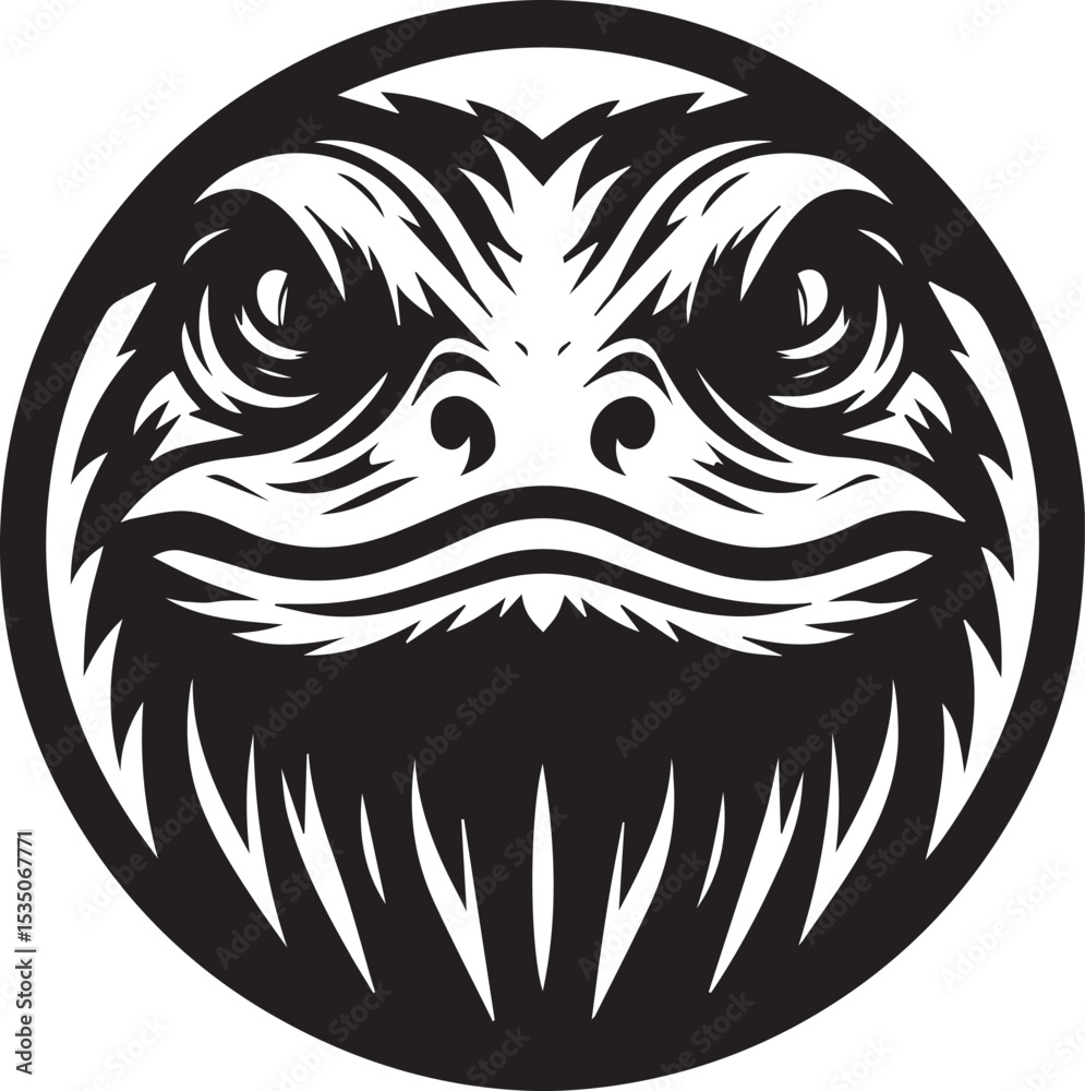 Obraz premium Majestic Owl A Striking Black and White Illustration