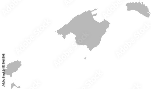 Balearic Islands, Spain – administrative vector map with province boundaries (Web Mercator projection, PPT-compatible & fully editable)