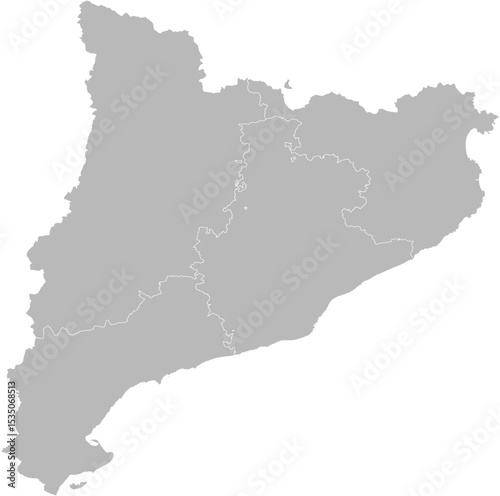 Catalonia, Spain – administrative vector map with province boundaries (Web Mercator projection, PPT-compatible & fully editable)