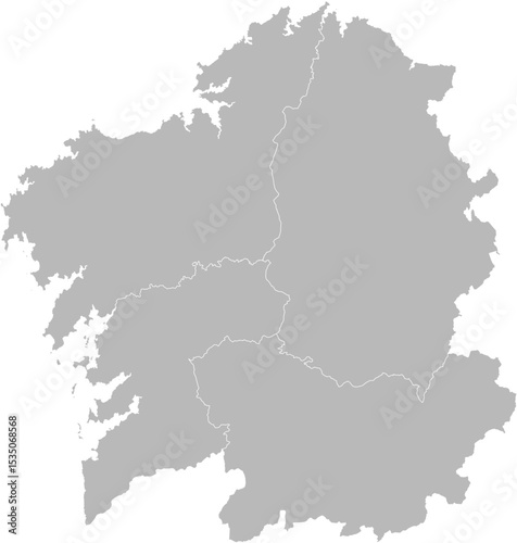 Galicia, Spain – administrative vector map with province boundaries (Web Mercator projection, PPT-compatible & fully editable)