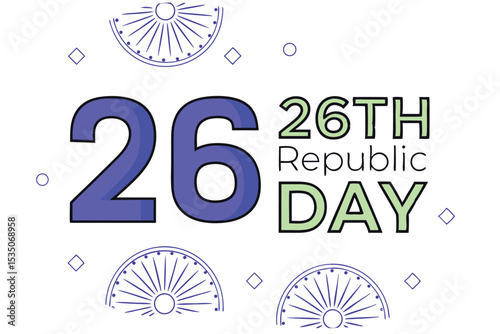 Republic day india 26th anniversary commemorative graphic design