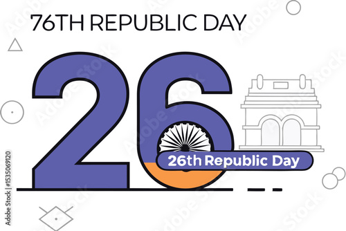 Digital graphic design celebrating india s 26th republic day