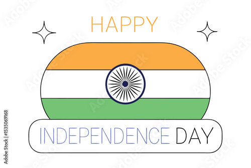 Patriotic digital illustration for independence day featuring fireworks and national symbols