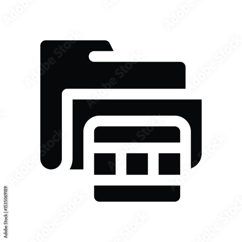 video folder glyph icon. Strong and solid vector icon for websites, mobile interfaces, presentations, and visual branding. High quality and easy to edit.