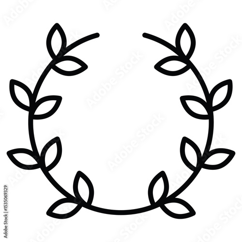 laurel wreath icon Outline isolated logo mark