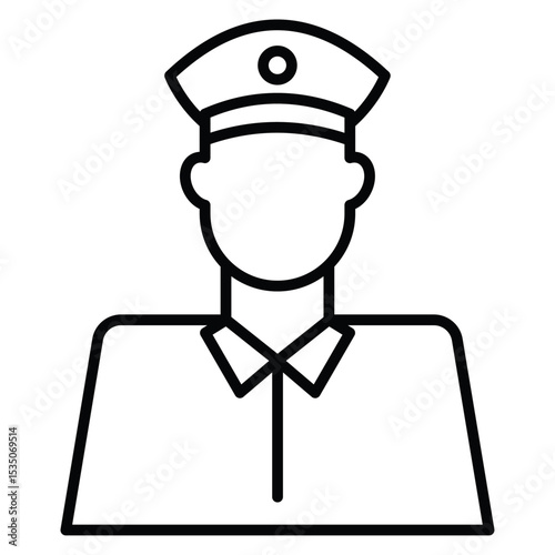 Male chief officer icon Outline isolated logo mark