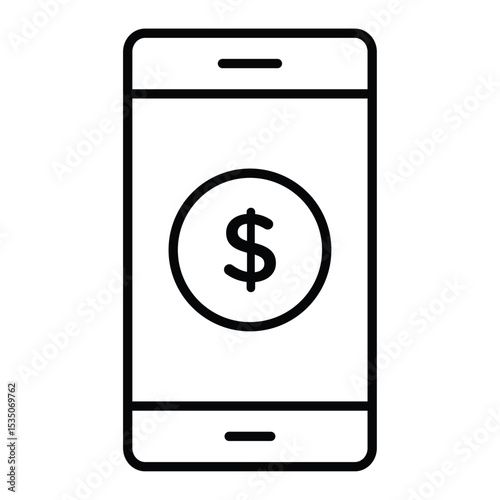 Mobile Bank icon Outline isolated logo mark