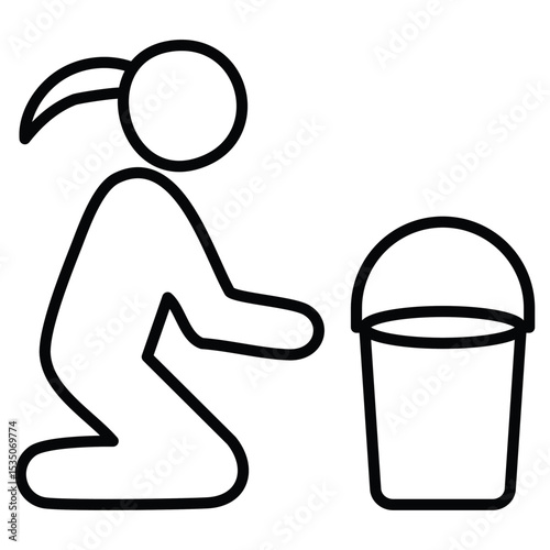 Mopping floors icon Outline isolated logo mark