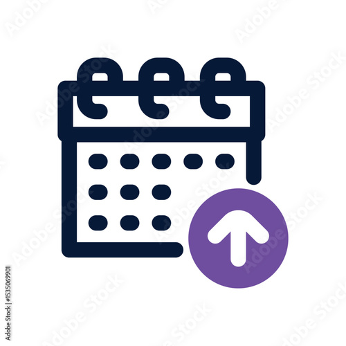 upload schedule duotone icon. Sleek and modern vector icon for websites, mobile apps, marketing materials, and corporate design. Fully scalable and ready to use.