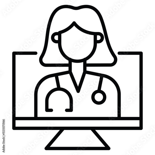 online medical consultation icon Outline isolated logo mark