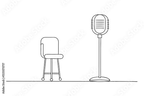 Stage Setup with Mic and Stool Illustration