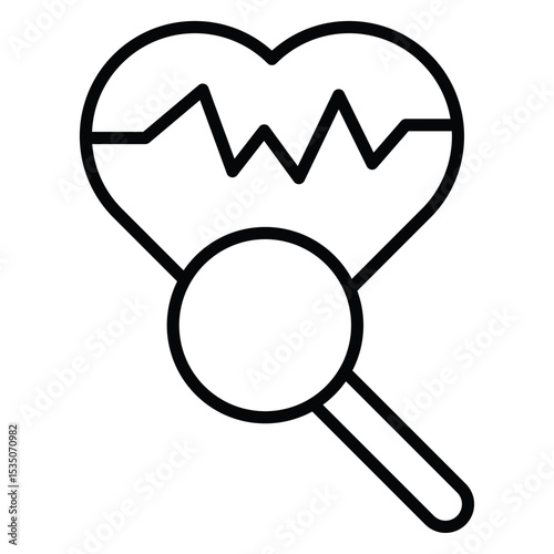 pulse heart check up icon Outline isolated logo mark