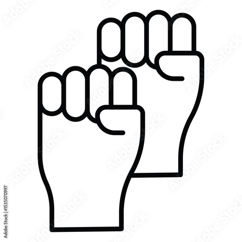 raised fists icon Outline isolated logo mark