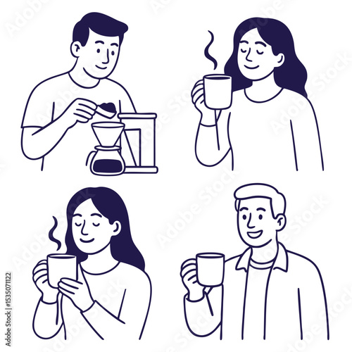 Enjoying coffee moments with friends, brewing and savoring warm beverages together