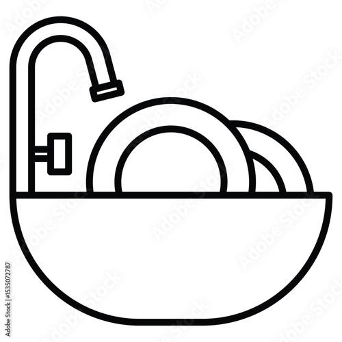 Washing plate icon Outline isolated logo mark