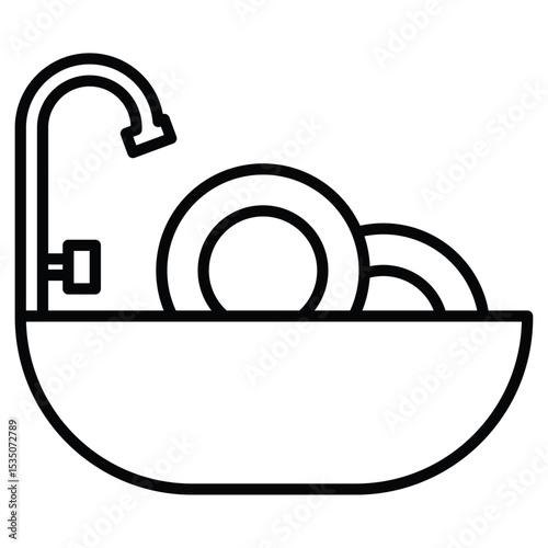 Washing plate icon Outline isolated logo mark