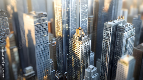 Urban Skyline with Tall Skyscrapers and Modern Architecture