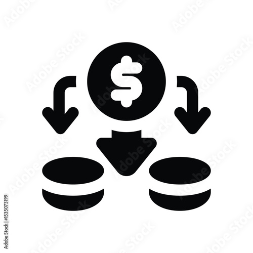depreciation glyph icon. Strong and solid vector icon for websites, mobile interfaces, presentations, and visual branding. High quality and easy to edit.