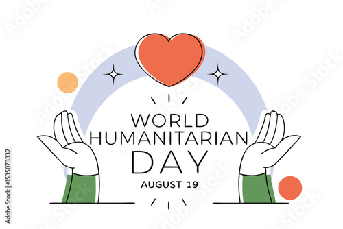 World humanitarian day background design august 19th commemorative illustration