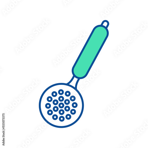 Skimmer. Kitchenware icon. Line vector kitchen utensil and tool. Cutlery illustration