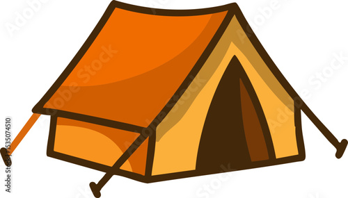 캠핑용 오렌지색 텐트 일러스트