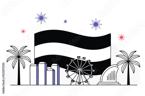 Singapore national day celebration vector illustration featuring august 9th commemorative design
