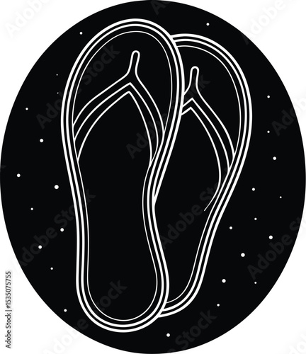 A pair of flip-flops silhouette white background	
