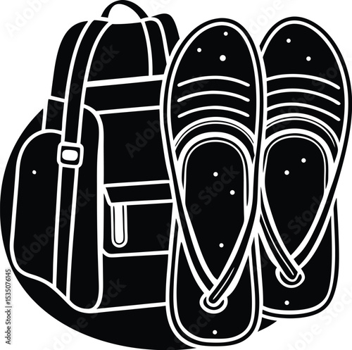 A pair of flip-flops silhouette white background	