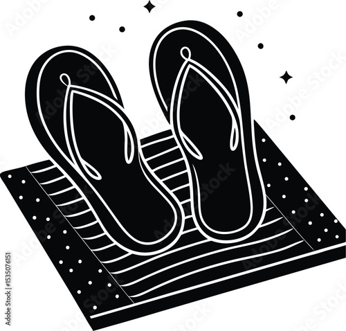 A pair of flip-flops silhouette white background	