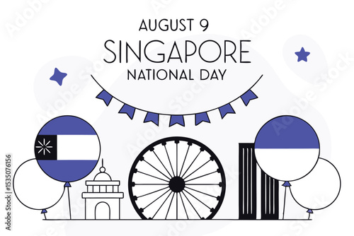 Singapore national day celebration vector illustration august 9th featuring patriotic designs
