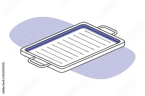 Line art vector illustration of a baking tray for culinary designs