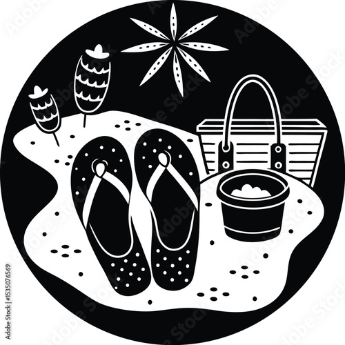 A pair of flip-flops silhouette white background	
