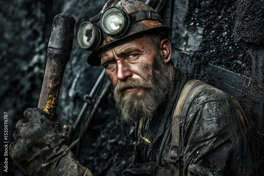 Obraz premium Miner extracts coal, which is supplied by miners