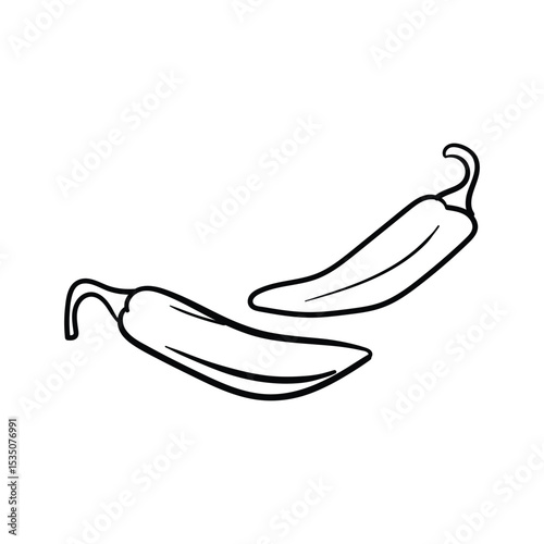 Chili pepper  line art illustration for coloring book