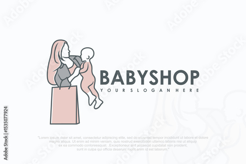 Mother and baby logo. Mom holding her child in her arms , vector illustration