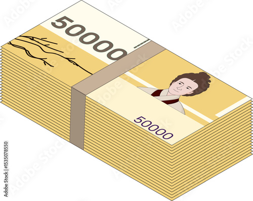 5만원권 지폐 묶음 일러스트 / Korean Banknote Stack Illustration
