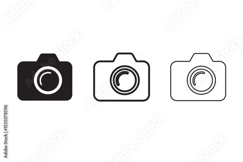 camera icon set. camera photo icon symbol, snapshot sign . line outline icons, flat style vector illustration on white background