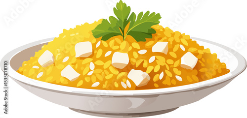 두부 커리 볶음밥 일러스트 / Tofu Curry Fried Rice Illustration