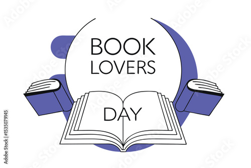 Book lovers day background template festive holiday design with romantic elements