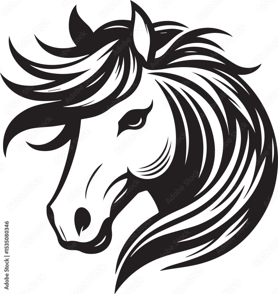 Fototapeta premium Majestic Horse Head Design, Strong and Graceful Equestrian Illustration